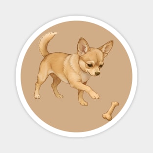 Cute Chihuahua with Bone Toy Magnet